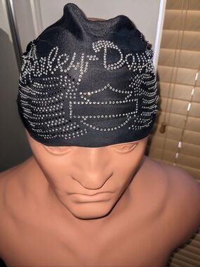 Harley-Davidson Black Rhinestone Studded Skull Cap